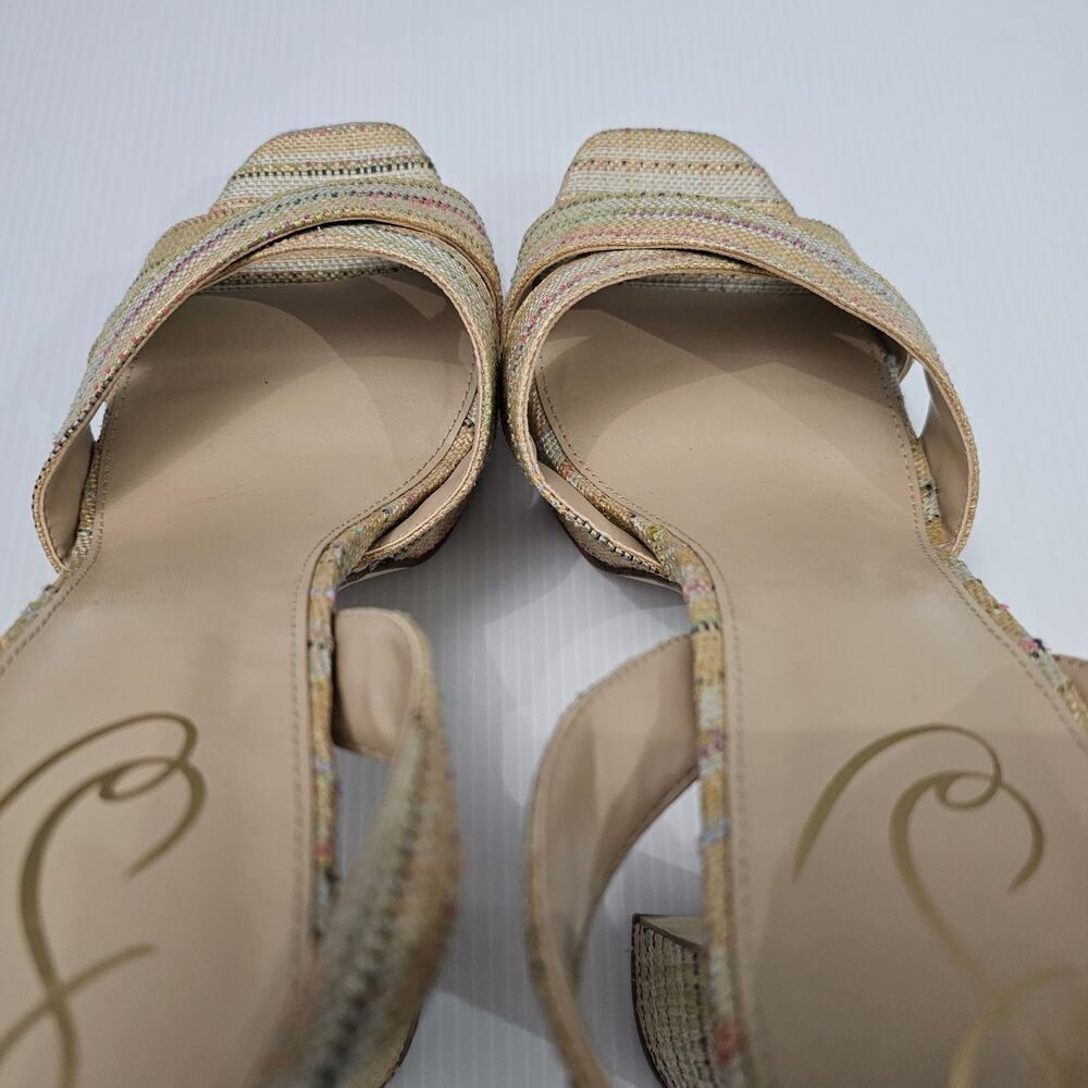 Sam Edelman Kayna Platform Block Heel Sandals Natural Raffia Stripe Womens 9.5 - Picture 11 of 14